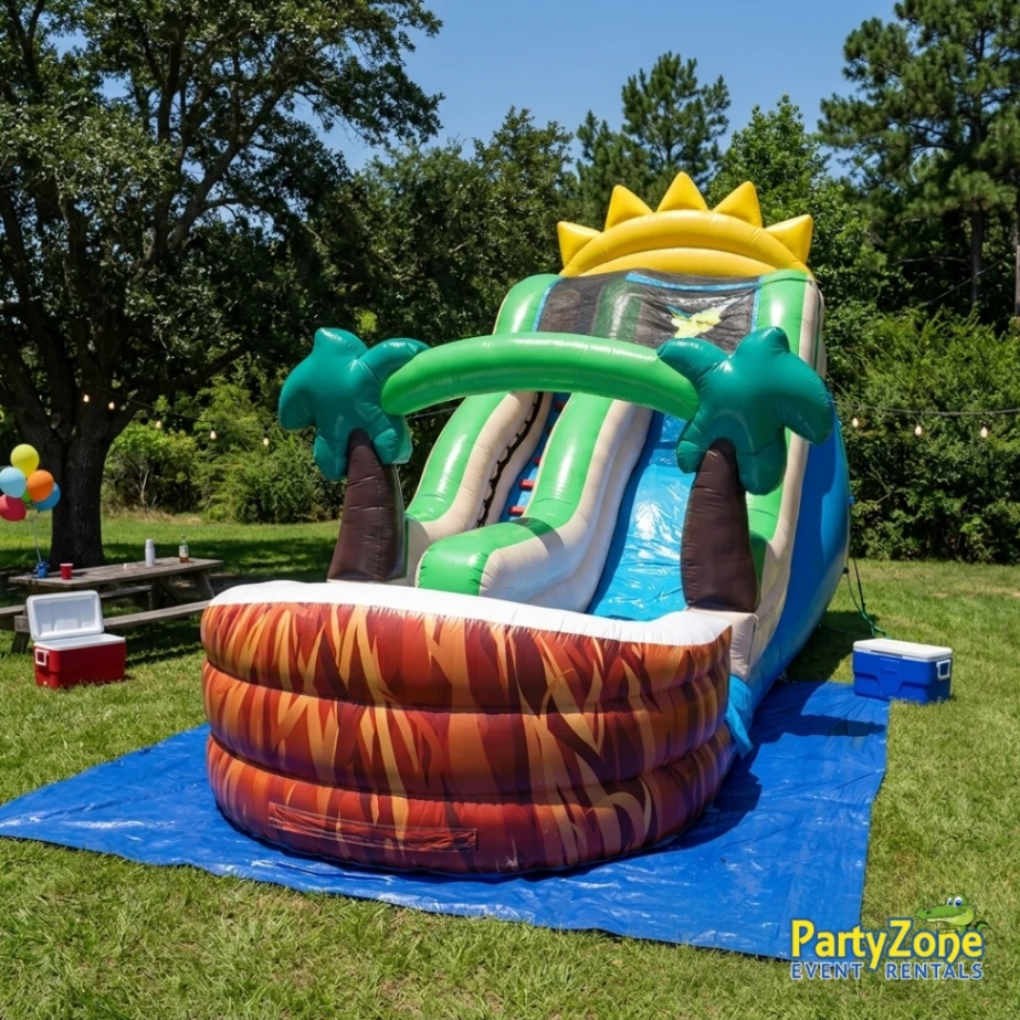 18ft Life water slide rental for Kenner LA backyard summer parties, delivered and set up by the crew