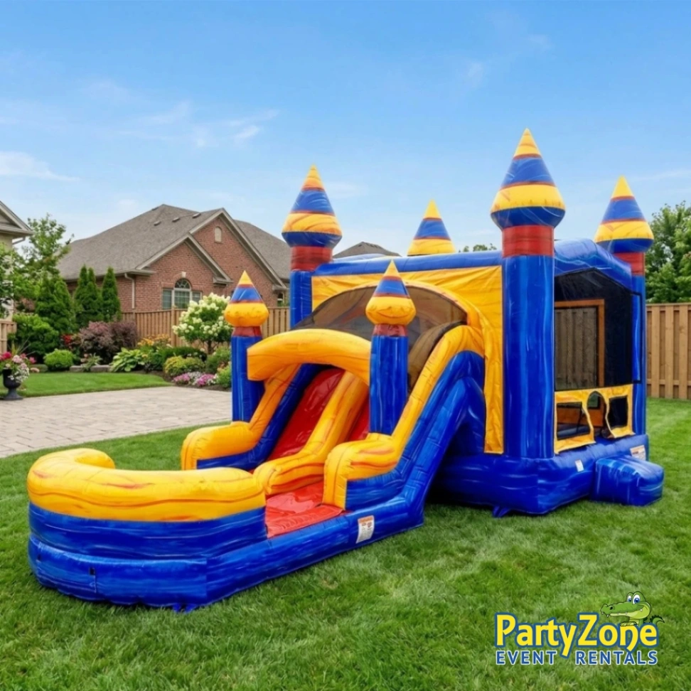 Cannon Falls dual-lane combo rental for Kenner LA backyard and school events, bounce plus racing slides
