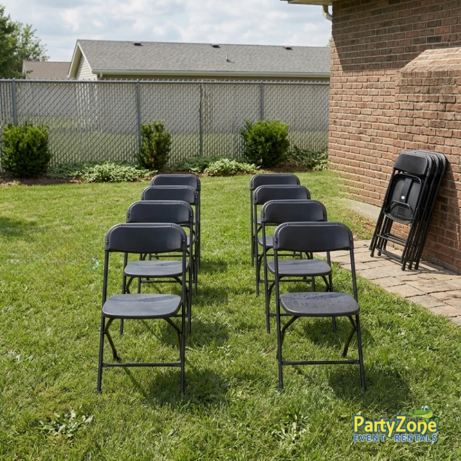 Folding chair rental for Kenner LA parties and events, delivered and picked up by the crew