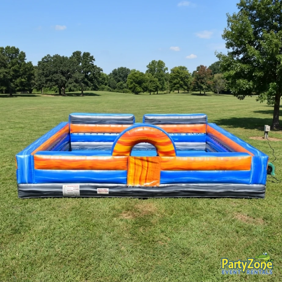 Marble inflatable foam pit rental for Kenner LA foam parties, contains the suds for safe splashing